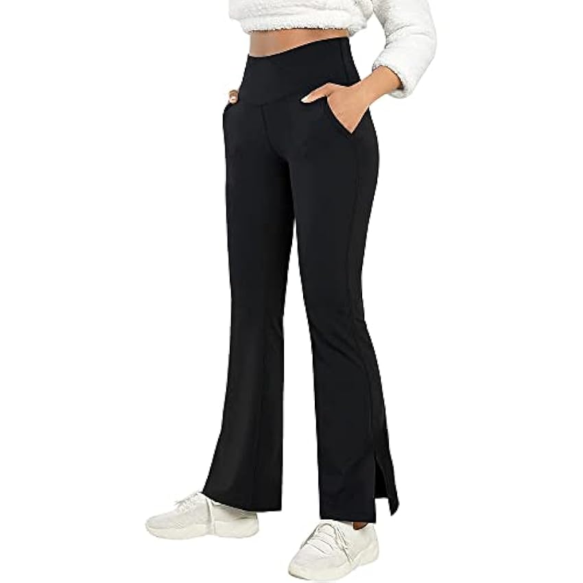 TTPSRY Pantalones de Yoga para Mujer Pantalones Deportivos de Trabajo de Cintura Alta con Bolsillos Bootleg Control de Barriga para Entrenamiento y Casual jHSrAOWR