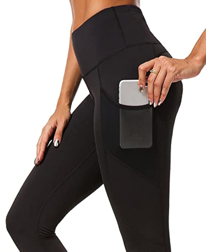 QUEENIEKE Polainas de Yoga para Mujeres Mesh de Cintura Alta con 3 Bolsillos de Teléfonos para Correr In4apnPR