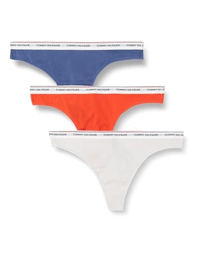 Tommy Hilfiger 3 Pack Thong (Ext Sizes), Cintas Mujer, Daring Scarlet/Starlight/Iron Blue, MMnZgBi8