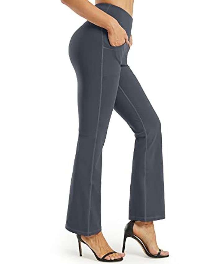 Promover Pantalones de Yoga para Mujer Pantalones Deportivos de Trabajo de Cintura Alta Bootcut con Bolsillos Bootleg Control de Barriga para Entrenamiento y Casual VGdtnBTr