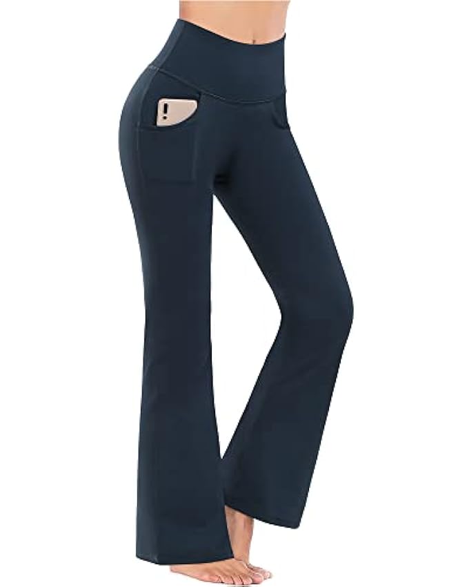 Promover Pantalones de Yoga para Mujer Pantalones Deportivos de Trabajo de Cintura Alta Bootcut con Bolsillos Bootleg Control de Barriga para Entrenamiento y Casual VGdtnBTr