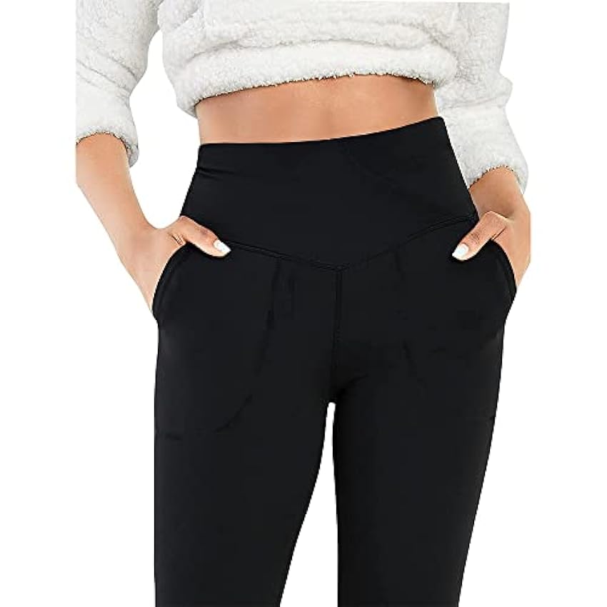 TTPSRY Pantalones de Yoga para Mujer Pantalones Deportivos de Trabajo de Cintura Alta con Bolsillos Bootleg Control de Barriga para Entrenamiento y Casual jHSrAOWR