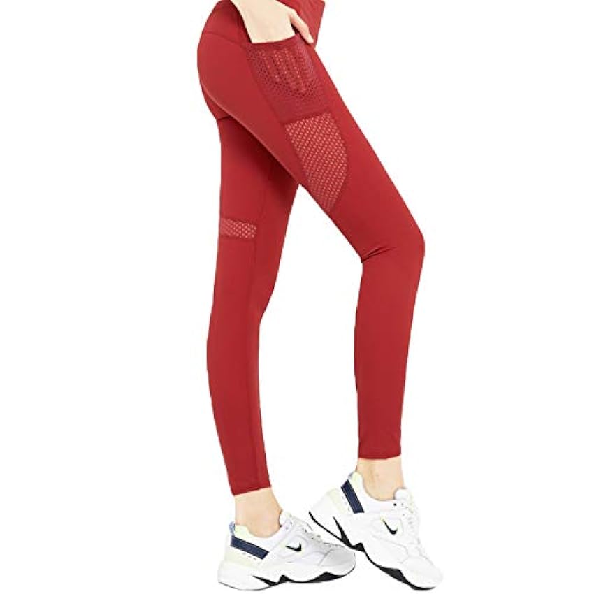Pantalones de yoga para mujer, cintura alta con bolsill