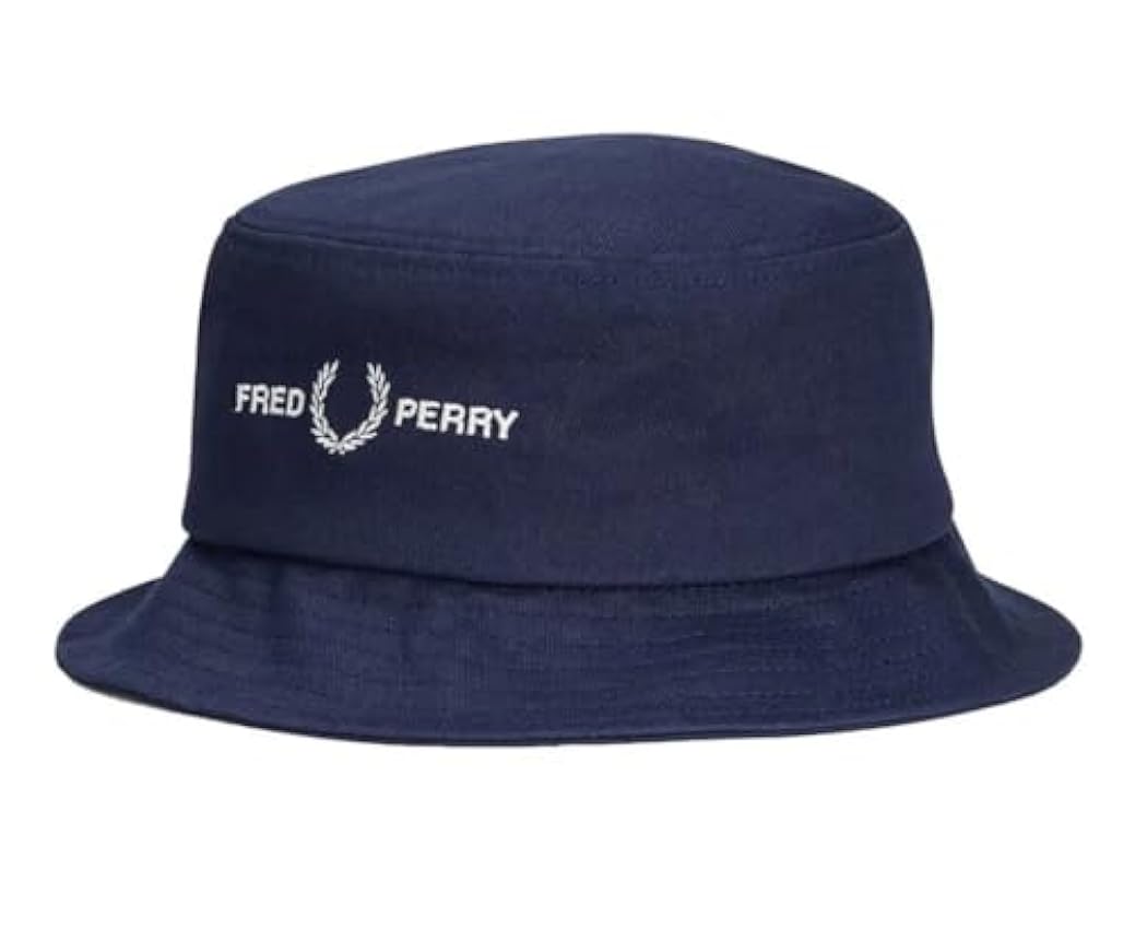Fred Perry Sombrero de pescador de sarga de marca gráfica en azul marino francés, talla M, Azul Marino Francés, M DPMImxvh