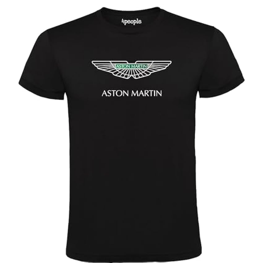 Camiseta Negra con Logo Aston Martin Hombre 100% Algodó