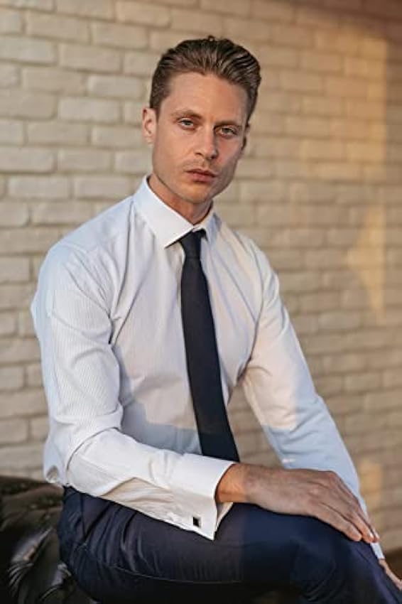 Jack Martin - Camisa a rayas con gemelos - Camisa de negocios de corte estrecho para hombre xu2a6OCQ