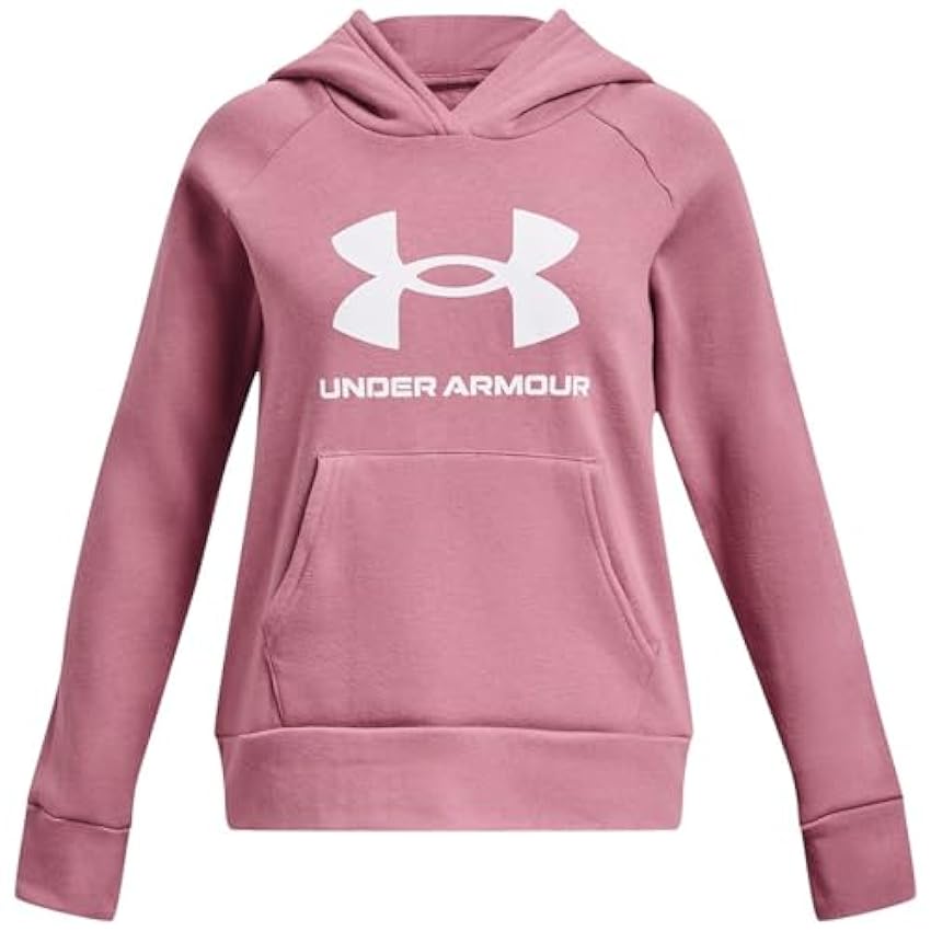 Under Armour Girls´ Standard Rival Fleece Big Logo Hoodie, (697) Pink Elixir / / White, Large 48QUpQn8
