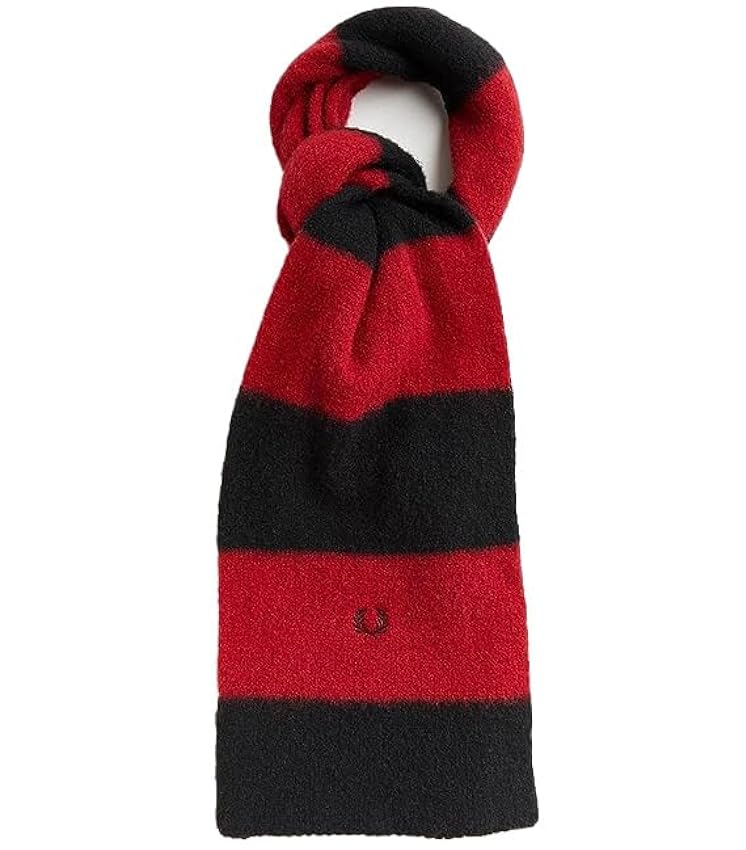 Fred Perry Bufanda retro de lana cepillada a rayas en negro y rojo, negro/rojo, Taille unique IZXFyfBV